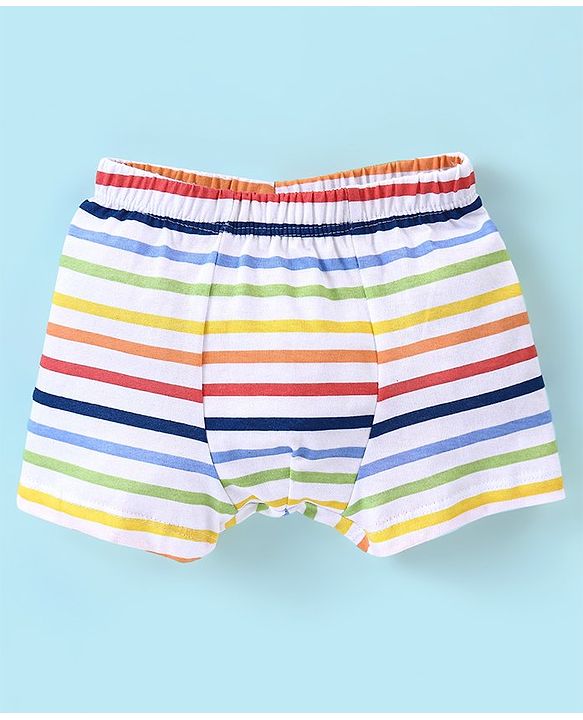 Babyhug 100% Cotton Car Printed Trunk Pack of 3 - White & Blue