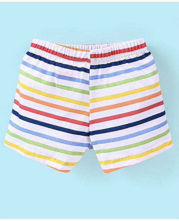 Babyhug 100% Cotton Car Printed Trunk Pack of 3 - White & Blue