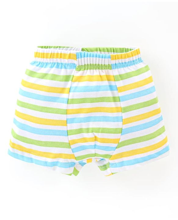 Babyhug 100% Cotton Knit Trunks Frog & Striped Print Pack of 3 - Blue & Yellow