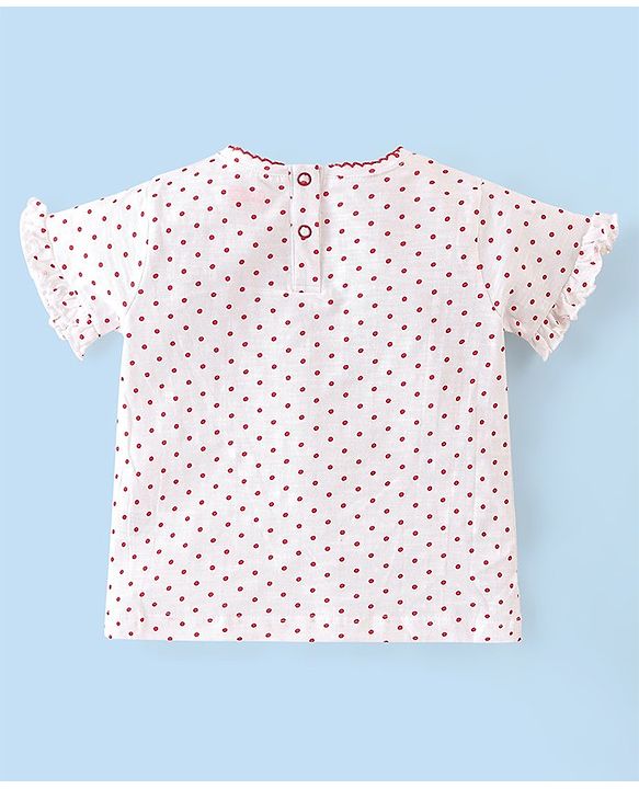 Babyhug 100% Cotton Knit Dungaree and Half Sleeves Top Set Bunny Print - Pink