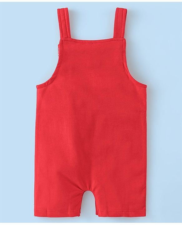 Babyhug 100% Cotton Knit Dungaree and Half Sleeves Top Set Bunny Print - Pink