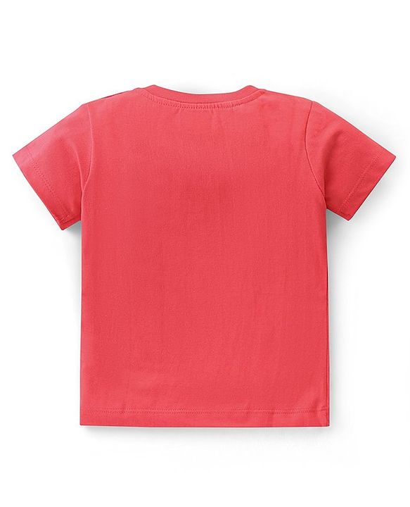 Babyhug Cotton Knit Half Sleeves T-Shirt Dino Print - Red