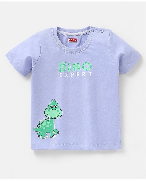 Babyhug Cotton Knit Half Sleeves T-Shirt with Dino Print - Blue