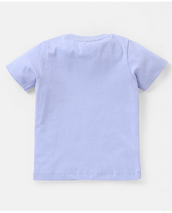 Babyhug Cotton Knit Half Sleeves T-Shirt with Dino Print - Blue