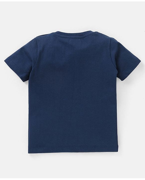Babyhug Cotton Half Sleeves T-Shirt Text Print- Navy Blue