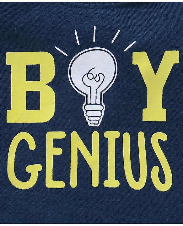 Babyhug Cotton Half Sleeves T-Shirt Text Print- Navy Blue