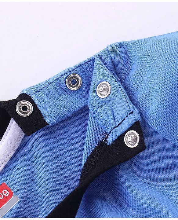 Babyhug Cotton Knit Half Sleeves T-Shirt Monster Print - Blue