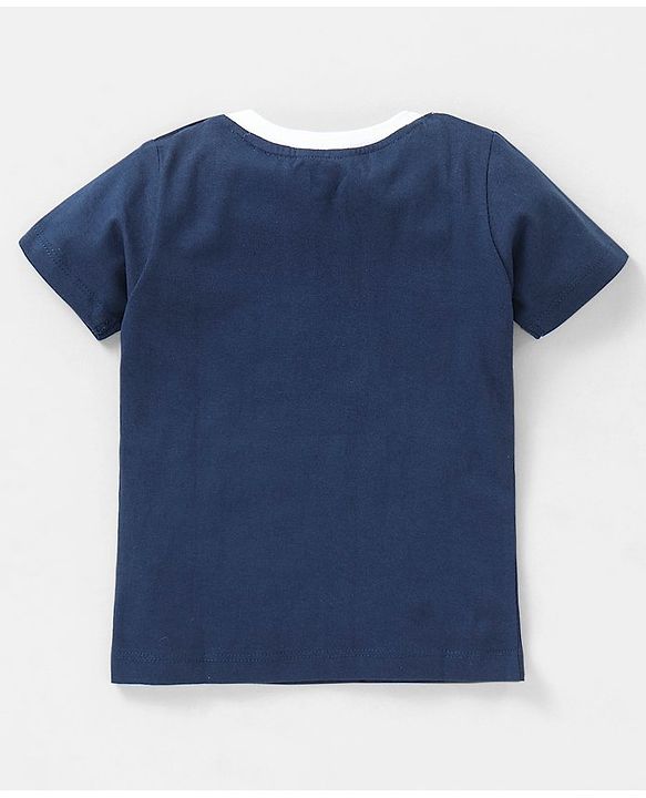 Babyhug Cotton Half Sleeves T-Shirt Text Print- Navy Blue
