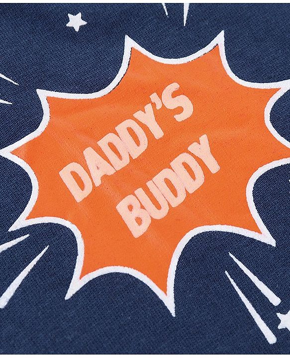 Babyhug Cotton Half Sleeves T-Shirt Text Print- Navy Blue
