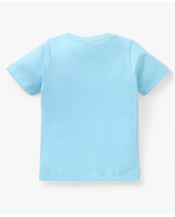 Babyhug Cotton Jersey Knit Half Sleeves T-Shirt Dino Print - Sky Blue