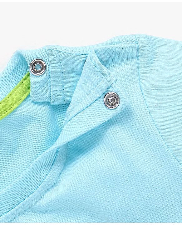 Babyhug Cotton Jersey Knit Half Sleeves T-Shirt Dino Print - Sky Blue