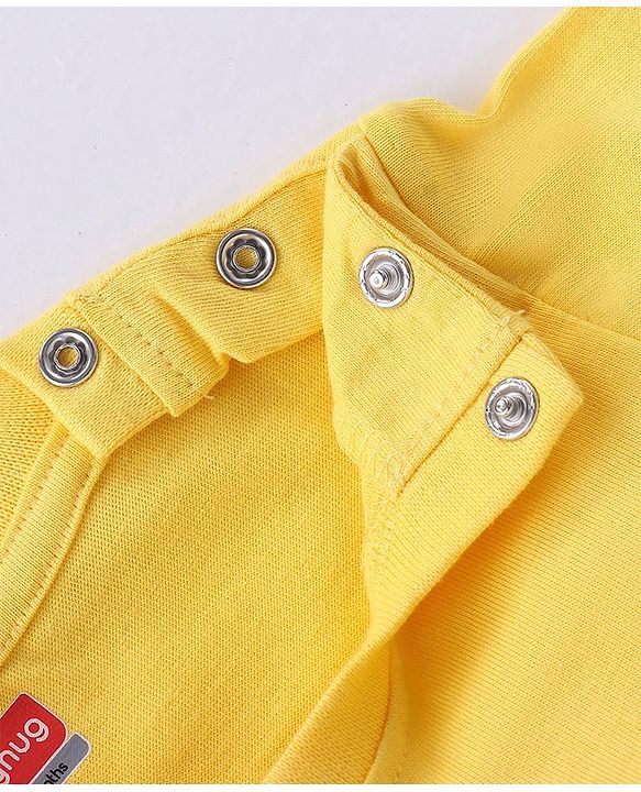 Babyhug Cotton Half Sleeves T-Shirt with Dino Print - Yellow