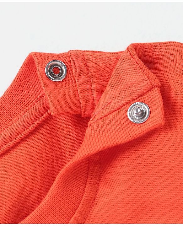 Babyhug Cotton Knit Half Sleeves T-Shirt with Panda Print - Orange