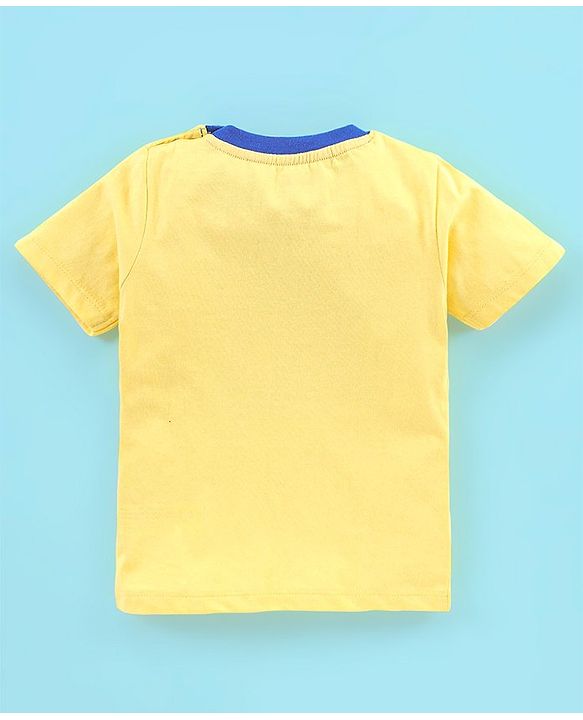 Babyhug Cotton Jersey Knit Half Sleeves T-Shirt Dino Print - Yellow