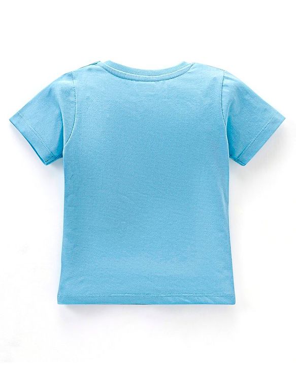 Babyhug Cotton Half Sleeves T-Shirt with Driving Print - Sky Blue