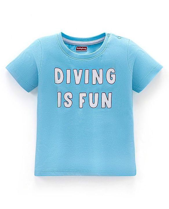 Babyhug Cotton Half Sleeves T-Shirt with Driving Print - Sky Blue