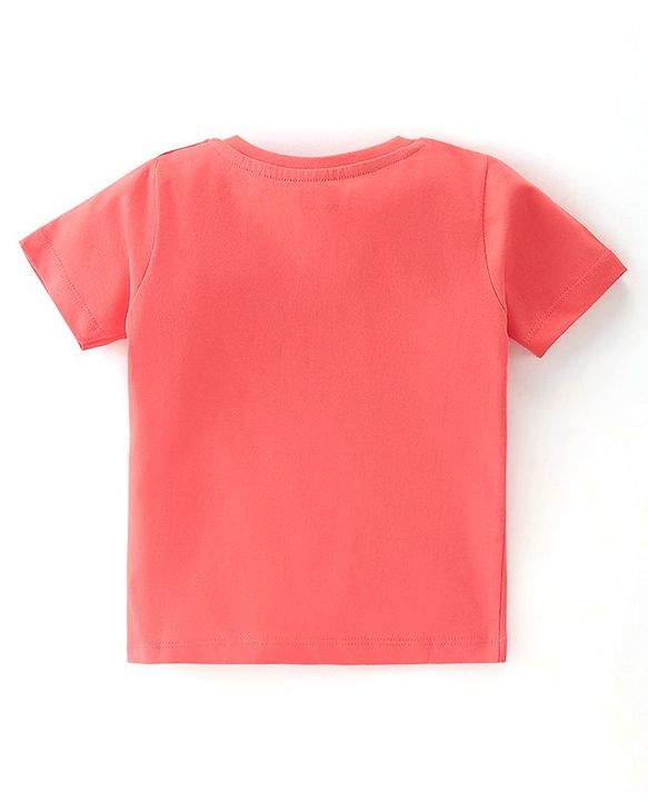 Babyhug Half Sleeves 100% Cotton Dolphin Print T-Shirt - Orange