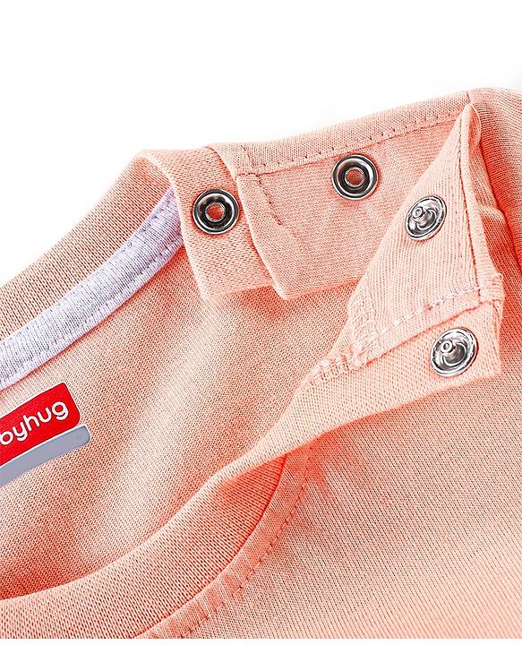 Babyhug Cotton Half Sleeves T-Shirt Polar Bear Print- Peach