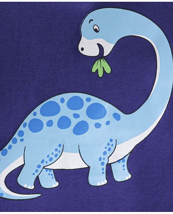 Babyhug Cotton Half Sleeves T-Shirt with Dino Print - Navy Blue