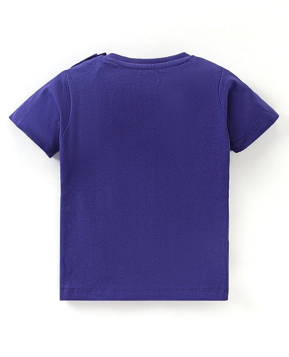 Babyhug Cotton Half Sleeves T-Shirt with Dino Print - Navy Blue