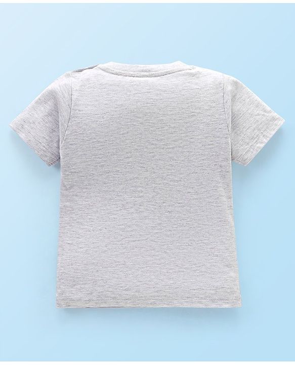 Babyhug Cotton Half Sleeves T-Shirt with Dino Print - White