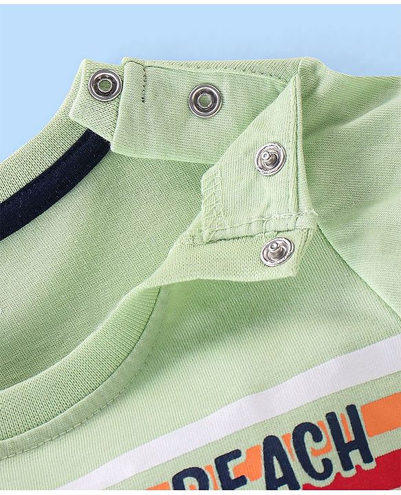 Babyhug Half Sleeves Cotton Jersey Striped T- Shirt - Green