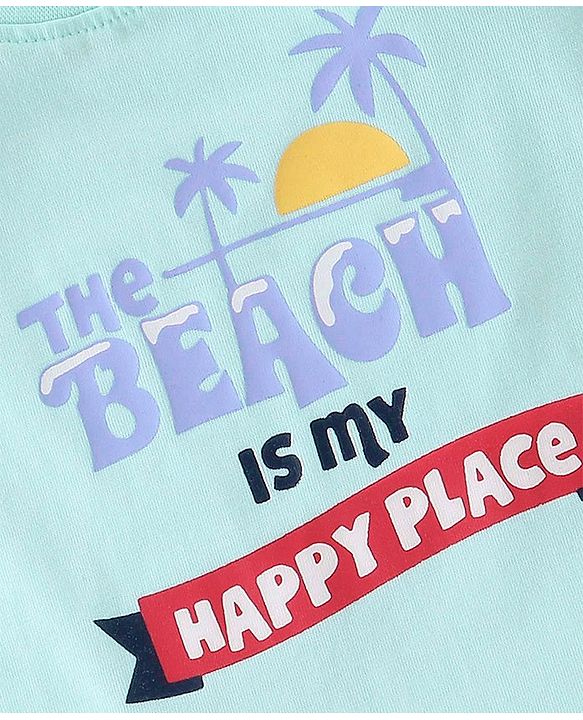 Babyhug Cotton Half Sleeves T-Shirt Text Print- Blue