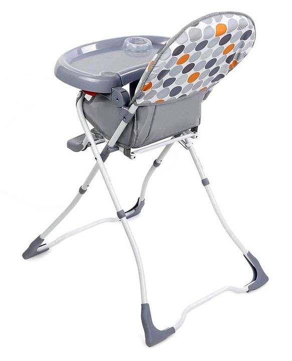 Babyhug Foodjoy Smart Folding High Chair With 5 Point Safety Harness - Grey