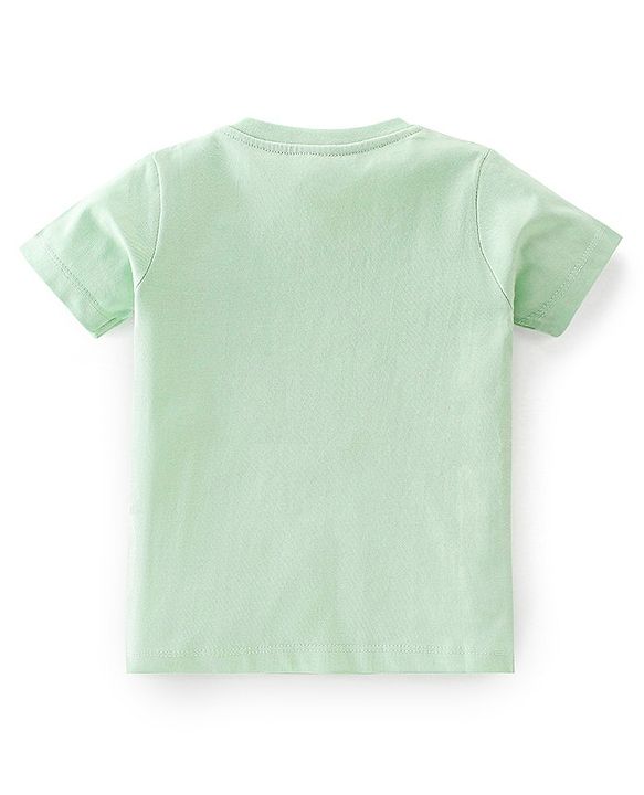 Babyhug Cotton Half Sleeves T-Shirt Popcorn Print- Light Green