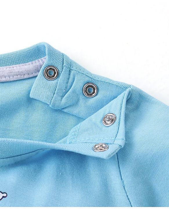 Babyhug Cotton Knit Half Sleeves Popcorn Print T-Shirt - Blue