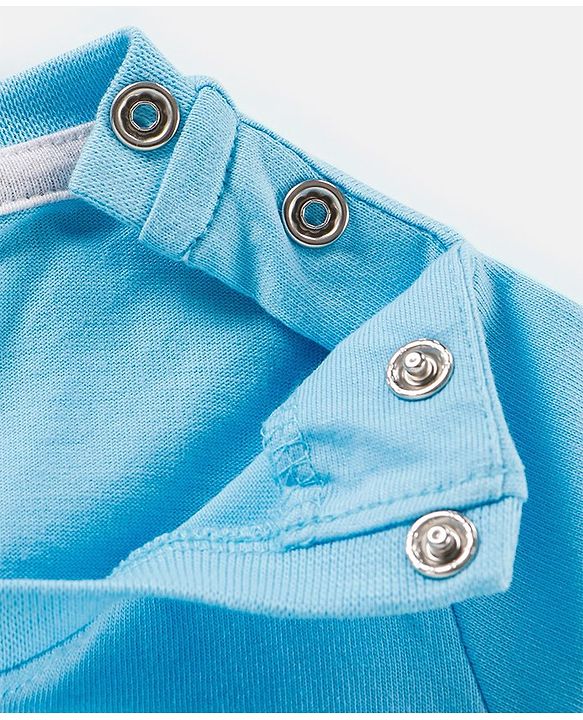 Babyhug Cotton Jersey Knit Half Sleeves T-Shirt with Frog Print - Sky Blue