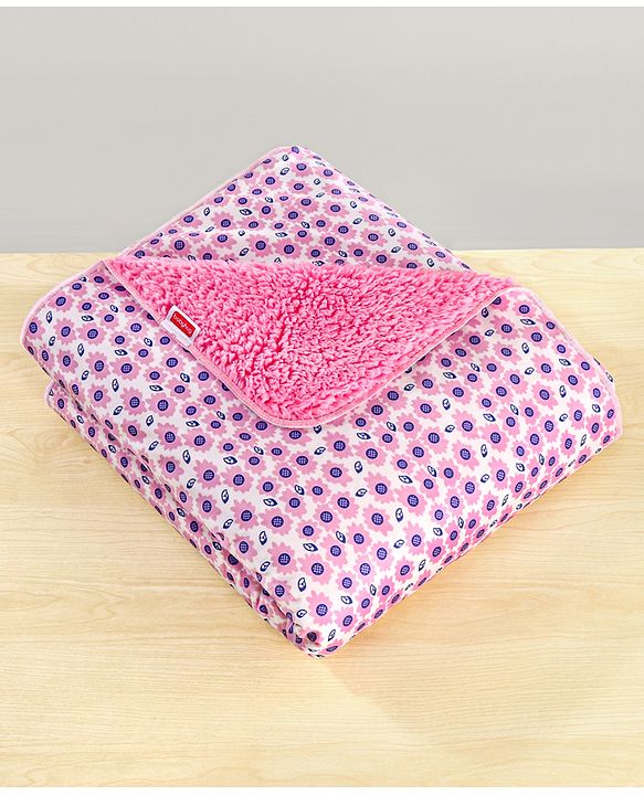 Babyhug Sherin & Poly Wool All Season Blanket Floral Print - White