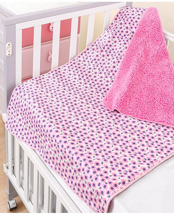 Babyhug Sherin & Poly Wool All Season Blanket Floral Print - White