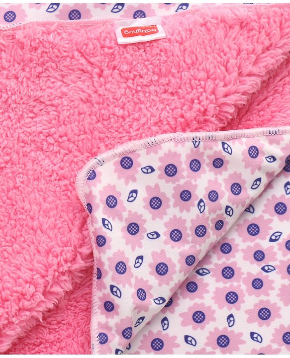 Babyhug Sherin & Poly Wool All Season Blanket Floral Print - White