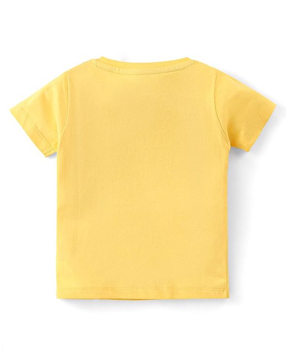 Babyhug Cotton Jersey Knit Half Sleeves T-Shirt with Turtle Print - Yellow