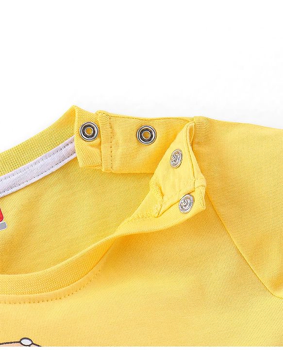 Babyhug Cotton Jersey Knit Half Sleeves T-Shirt with Turtle Print - Yellow