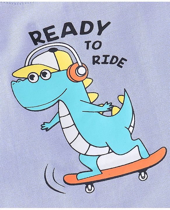 Babyhug Cotton Half Sleeves T-Shirt Dino Print- Blue