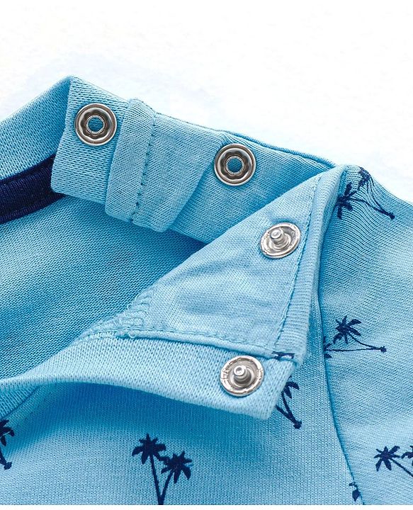 Babyhug Cotton Half Sleeves T-Shirt with Trees Print - Sky Blue