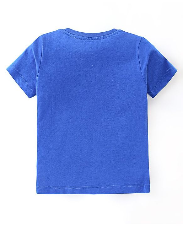 Babyhug Half Sleeves Cotton Jersey Soccer Printed T- Shirt - Blue
