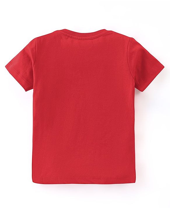 Babyhug Cotton Half Sleeves T-Shirt Sloth Print - Red