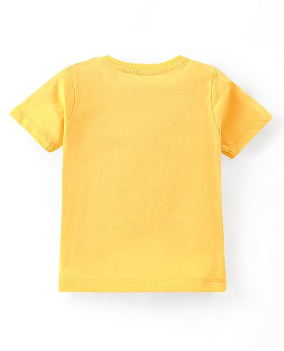 Babyhug Cotton Half Sleeves T-Shirt Jeep Print - Yellow
