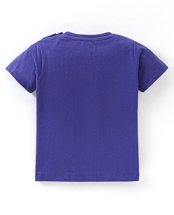 Babyhug Cotton Half Sleeves T-Shirt with Crab Print - Navy Blue