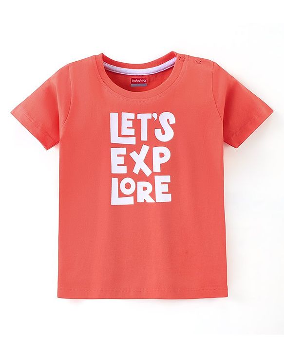 Babyhug Half Sleeves Cotton Jersey Text Printed T- Shirt - Orange
