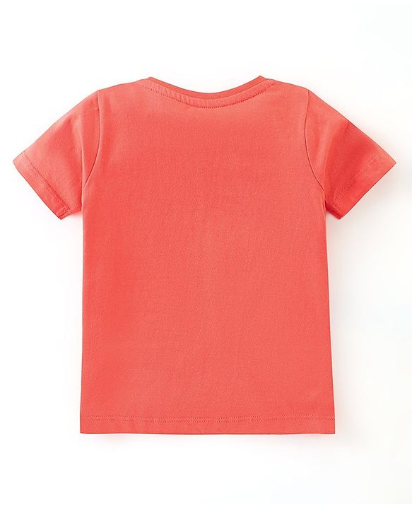 Babyhug Half Sleeves Cotton Jersey Text Printed T- Shirt - Orange