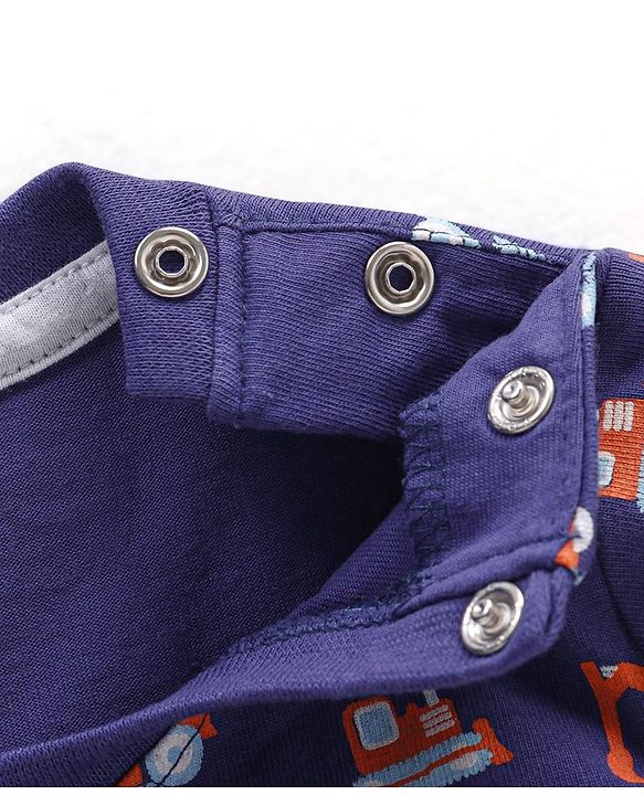 Babyhug Cotton Knit Half Sleeves T-Shirt with Dumper Print - Navy Blue