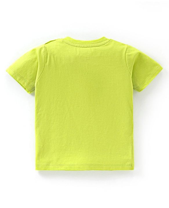 Babyhug Cotton Half Sleeves T-Shirt with Dino Print - Lime Green