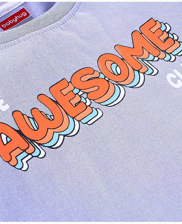 Babyhug Cotton Half Sleeves T-Shirt Text Print- Blue