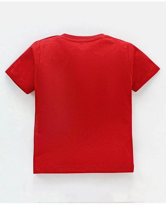 Babyhug Cotton Knit Half Sleeves T-Shirt with Text Print - Red