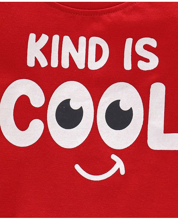 Babyhug Cotton Knit Half Sleeves T-Shirt with Text Print - Red