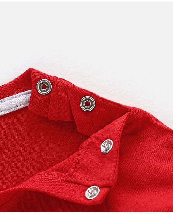 Babyhug Cotton Knit Half Sleeves T-Shirt with Text Print - Red